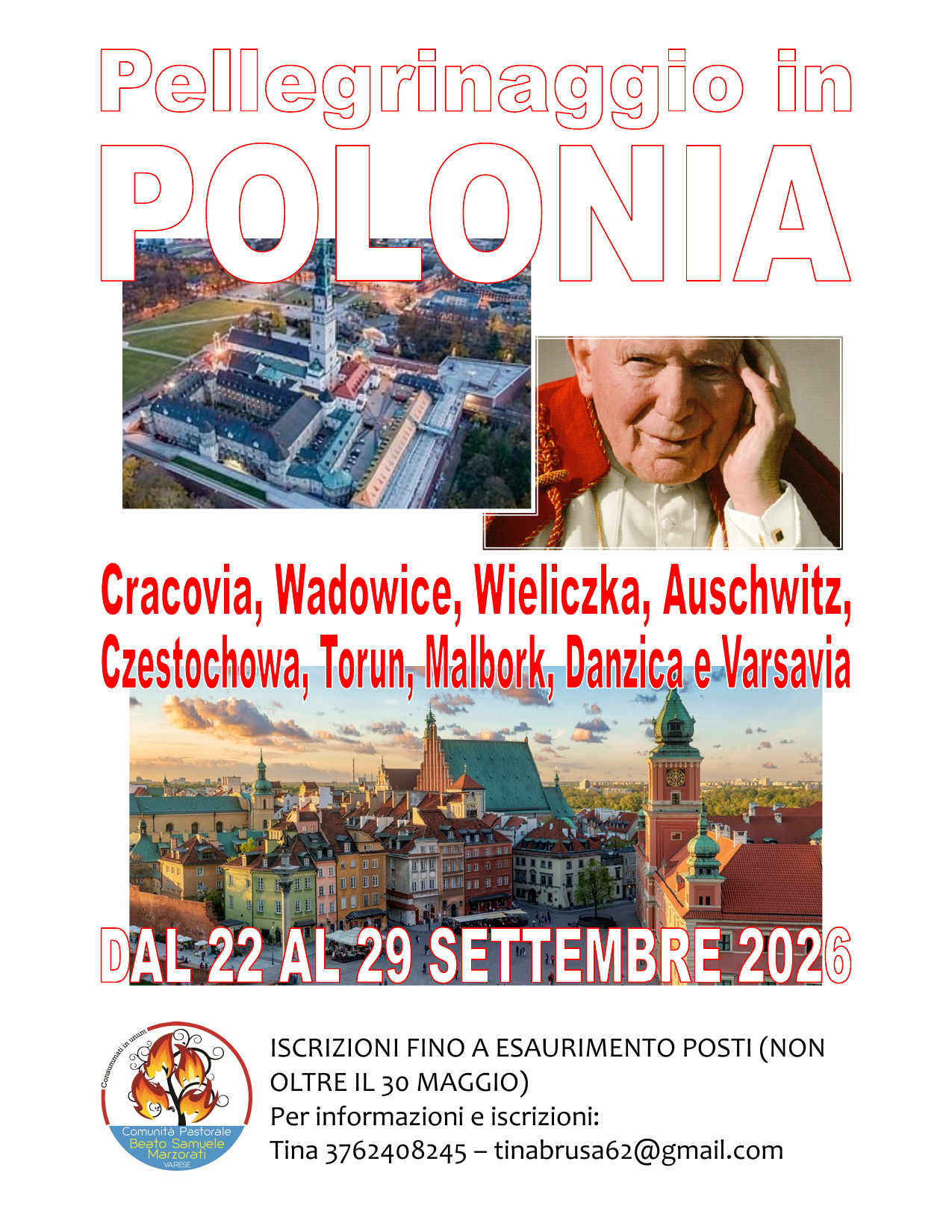 Locandina del pellegrinaggio in Polonia 2026